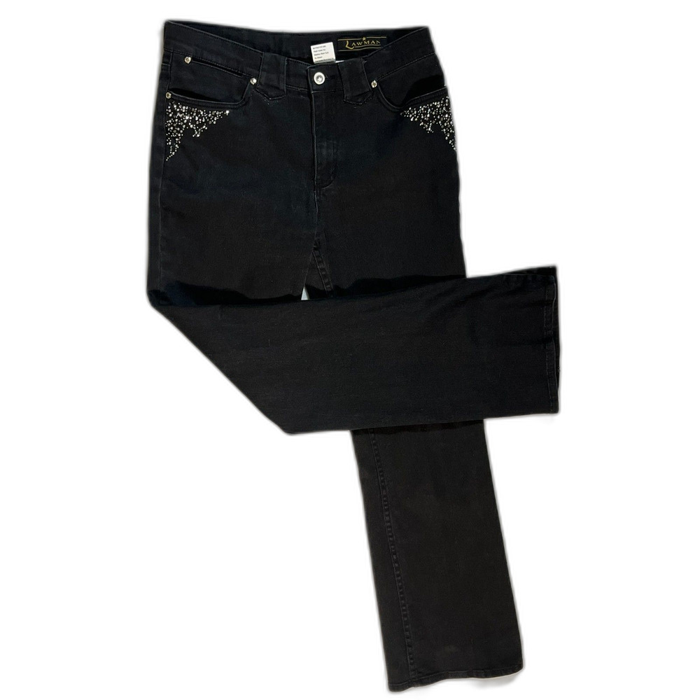 LawMan Western Women Black Jeans Bling Rodeo 11 Stretch Bootcut EUC Cowgirl